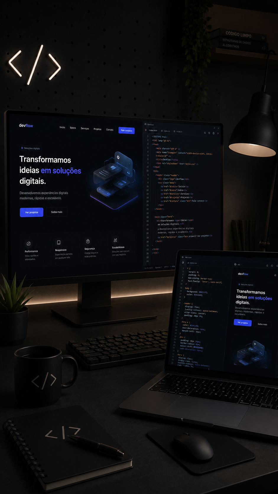 Interfaces digitais e painéis de software