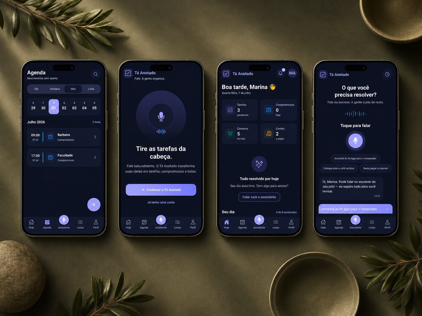 App T&aacute; Anotado de agenda, tarefas e assistente por voz