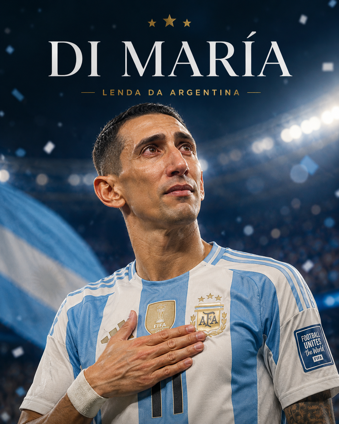 Arte esportiva de Di Mar&iacute;a pela sele&ccedil;&atilde;o da Argentina