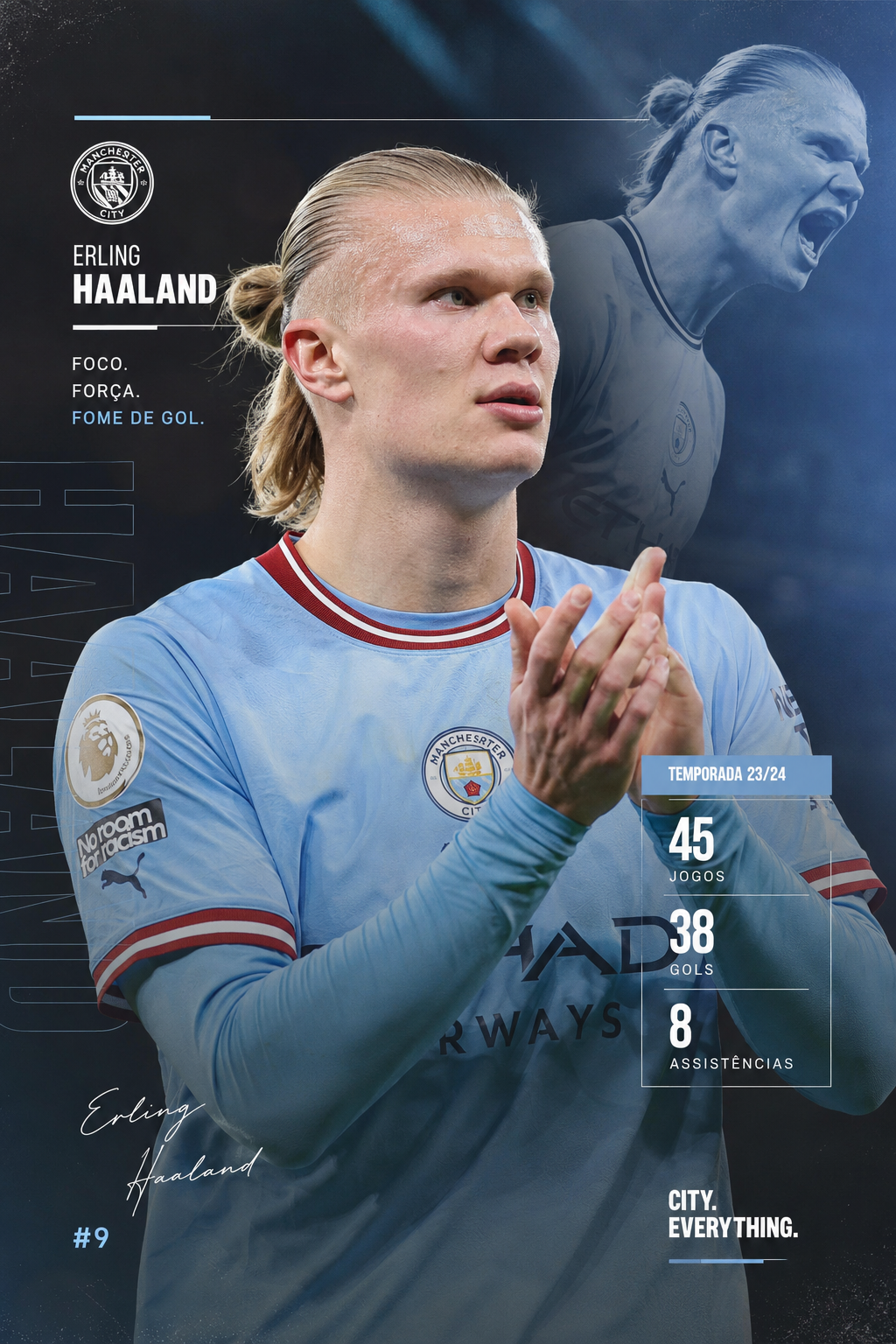 Arte esportiva de Erling Haaland pelo Manchester City