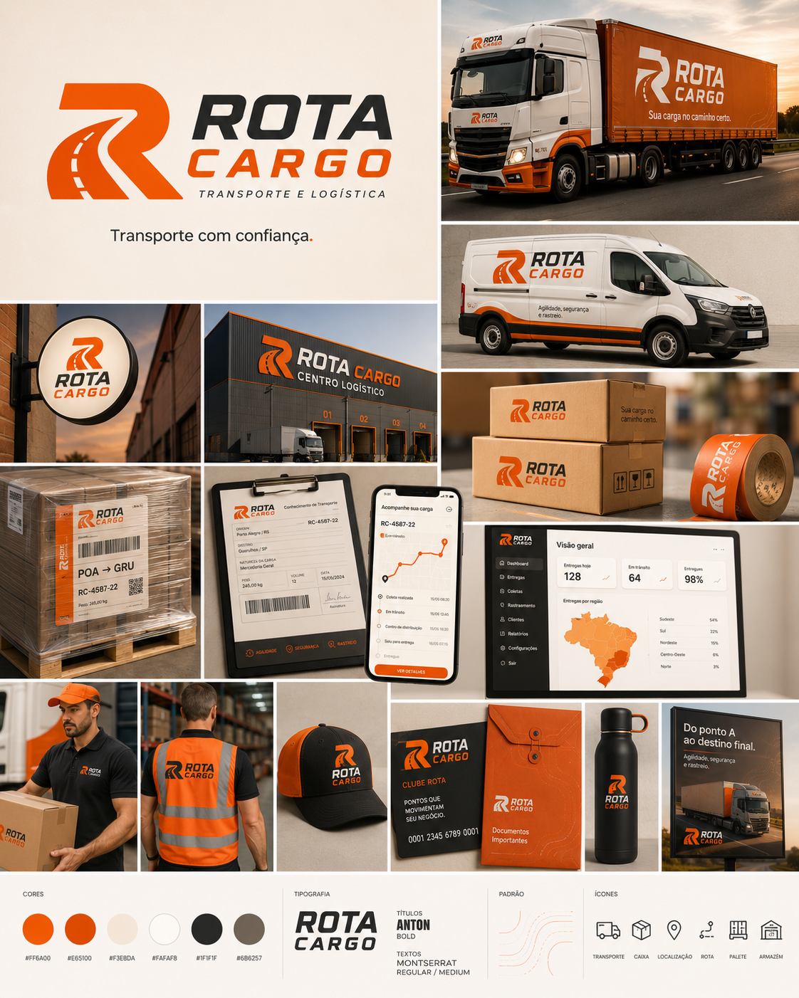 Apresenta&ccedil;&atilde;o completa da identidade visual Rota Cargo